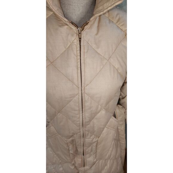 Vintage Eddie Bauer Beige Quilted Down Filled Duster Robe Size S - Picture 9 of 13